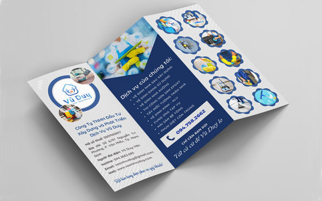 Mẫu brochure dịch vụ gấp 3 do Nam Định Media thiết kế