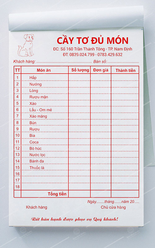 Marketing in hóa đơn bán hàng tại Nam Định